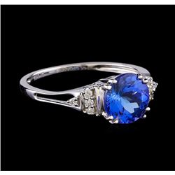 2.06 ctw Tanzanite and Diamond Ring - 14KT White Gold