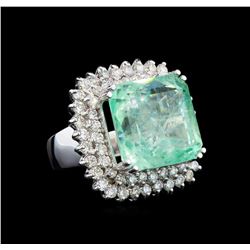 23.37 ctw Emerald and Diamond Ring - 14KT White Gold