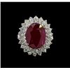 Image 2 : GIA Cert 6.53 ctw Ruby and Diamond Ring - 14KT White Gold