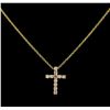 Image 1 : 0.34 ctw Diamond Cross Pendant With Chain - 14KT Yellow Gold