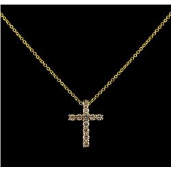 0.34 ctw Diamond Cross Pendant With Chain - 14KT Yellow Gold