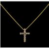 Image 1 : 0.34 ctw Diamond Cross Pendant With Chain - 14KT Yellow Gold