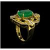 Image 4 : 14KT Yellow Gold 3.73 ctw Emerald and Diamond Ring