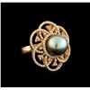 Image 1 : Tahitian Pearl and Diamond Ring - 14KT Rose Gold