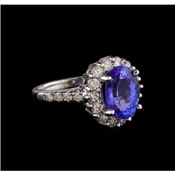 14KT White Gold 3.43 ctw Tanzanite and Diamond Ring