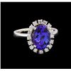 Image 1 : 3.02 ctw Tanzanite and Diamond Ring - 14KT White Gold