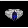 Image 2 : 18KT White Gold 2.74 ctw Tanzanite and Diamond Ring