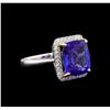 Image 1 : 14KT White Gold 6.80 ctw Tanzanite and Diamond Ring