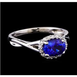 1.27 ctw Tanzanite and Diamond Ring - 14KT White Gold