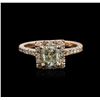 Image 2 : 14KT Rose Gold 1.38 ctw Fancy Green Diamond Ring