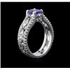 Image 3 : 1.04 ctw Tanzanite and Diamond Ring - 18KT White Gold