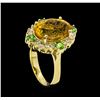 Image 4 : 6.10 ctw Citrine Quartz, Tsavorite, and Diamond Ring - 14KT Yellow  Gold