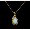 Image 1 : 1.00 ctw Opal and Diamond Pendant With Chain - 14KT Yellow Gold