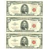 Image 1 : 1963 $5 VG/XF Red Seal Note Lot of 3