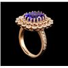 Image 4 : 14KT Rose Gold 5.95 ctw Tanzanite and Diamond Ring