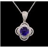 Image 1 : 14KT White Gold 4.18 ctw Tanzanite and Diamond Pendant With Chain