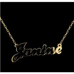 Janine Name Tag Pendant With Chain - 14KT Yellow Gold