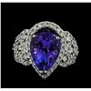 Image 2 : 6.63 ctw Tanzanite and Diamond Ring - 14KT White Gold