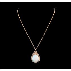 23.65 ctw Opal and Diamond Pendant With Chain - 14KT Rose Gold