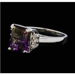 3.73 ctw Ametrine Quartz and Diamond Ring - 14KT White Gold