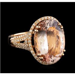 10.00 ctw Morganite and Diamond Ring - 14KT Rose Gold