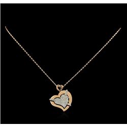 0.72 ctw Diamond Pendant With Chain - 14KT Rose Gold