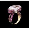Image 3 : 14KT Yellow Gold 16.58 ctw Kunzite, Pink Sapphire and Diamond Ring