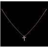 Image 2 : 0.34 ctw Diamond Cross Pendant With Chain - 14KT Rose Gold