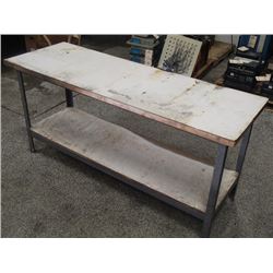 Wood Table With Metal Framing, 73.25" x 25.25" x 34.25"