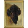 Image 1 : OIL ON PANEL PORTRAIT OF BUFFALO BY NOTED ARTIST FRANKLIN DULLIN BRISCOE