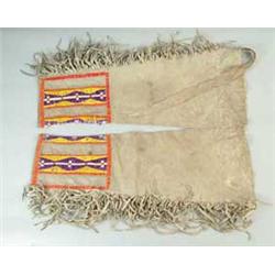 PAIR OF EARLY QUILL WORK LEGGINGS