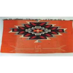 ATTRACTIVE WOVEN RUG WITH RED BACKGROUND AND NICE GEOMETRIC DESIGN OF RED, BLACK GRAY, AND TAN