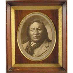 FRAMED PHOTOGRAPH OF FAMED SIOUX CHIEF RAIN IN THE FACE