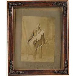 FRAMED AUTOGRAPHED CABINET CARD PHOTO OF GERONIMO