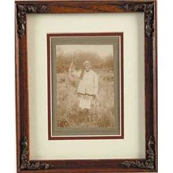 FRAMED CABINET CARD PHOTOGRAPH OF GERONIMO BRANDISHING KNIFE