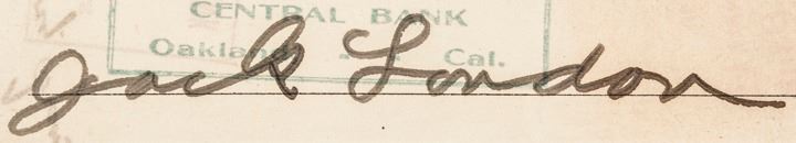 1906 JACK LONDON Autograph, Signed Check