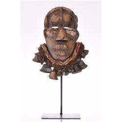 African Dan Runner's Mask, Wood Carved And Ado