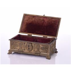 French Gilt Bronze Satin Lined Jewelry Casket/