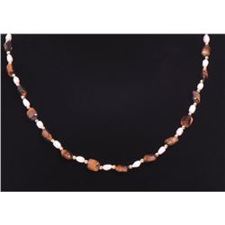 14k Gold Tiger Eye Stone And Fresh Water Pearl