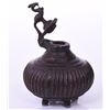 Image 5 : Mughal India Bronze Inkwell. A Peacock Sits On