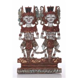 Antique Java, Indonesian painted wood temple c