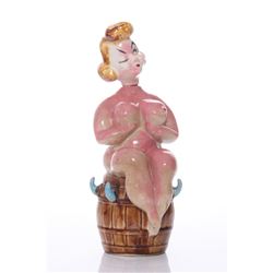 Mid Century French porcelain decanter of a nud