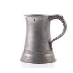 Antique pewter quart size mug with Maker Hallm