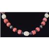 Image 1 : Coral Necklace With Silver And Amber Color Bea