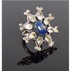 Persian Lapis Lazuli Starburst Ring With White