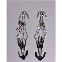 Two silver and glass dog figurines.   Estimate