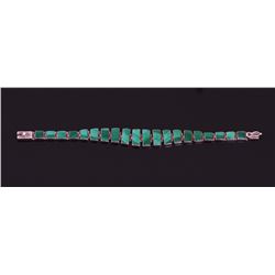 Malachite 950 Silver Bracelet, Mexico.  Estima