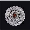 Image 1 : Oval Garnet Silver Filigree Brooch.  Estimated