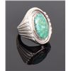 Image 1 : Green Stone Shadow Box Sterling Silver Ring. R