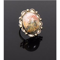 Vintage Oval Blood Stone Sterling Silver Ring.